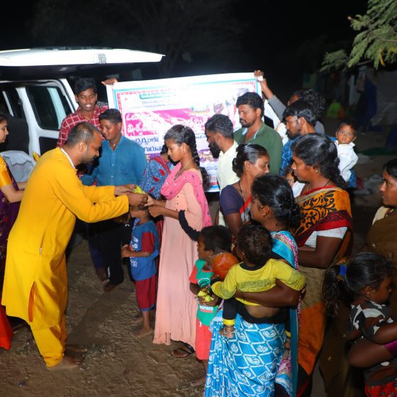 Devotees Distributind fruits