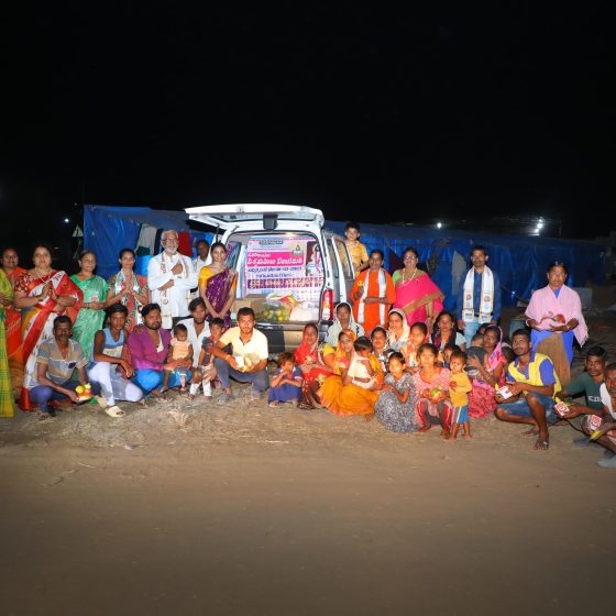 On the occasion of Mahaa Shivaratri Devotees Distributing Fruits