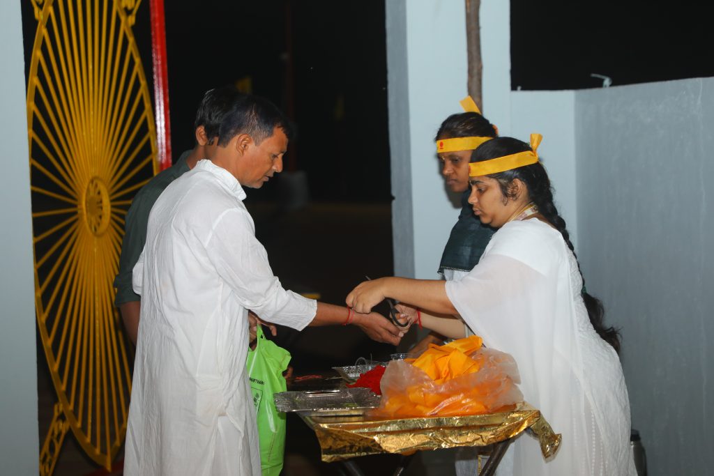 Welcoming Devotees