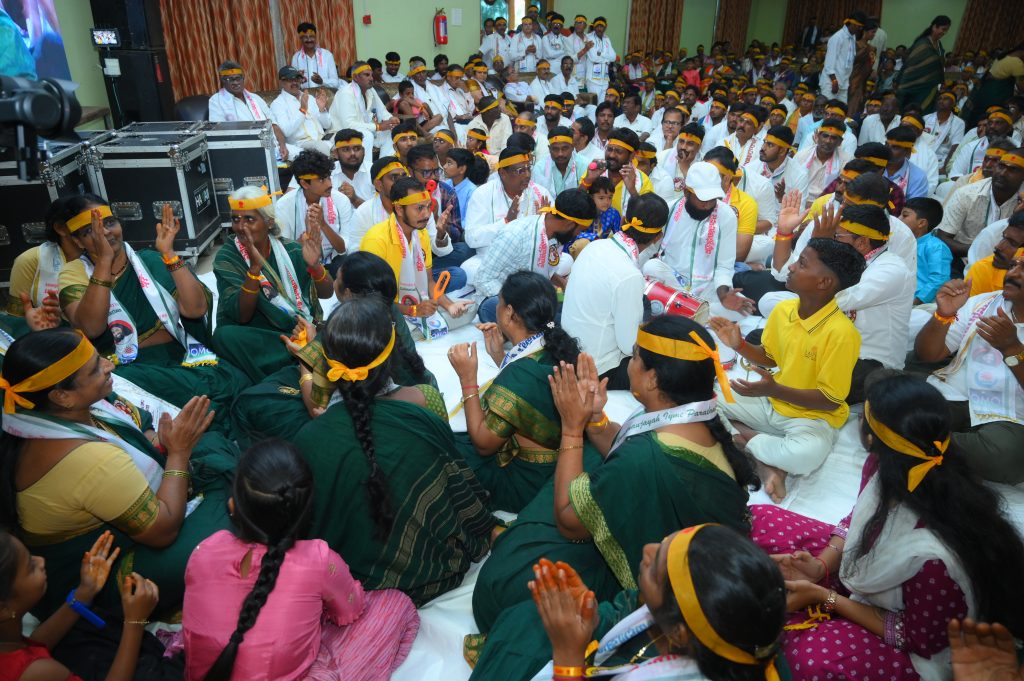 Kaikaluru - Doing Bhajana in Guru Porunima Mahotsavam