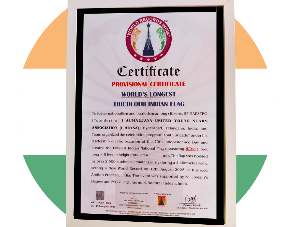 Longest Indian Rally Flag World record India certificate