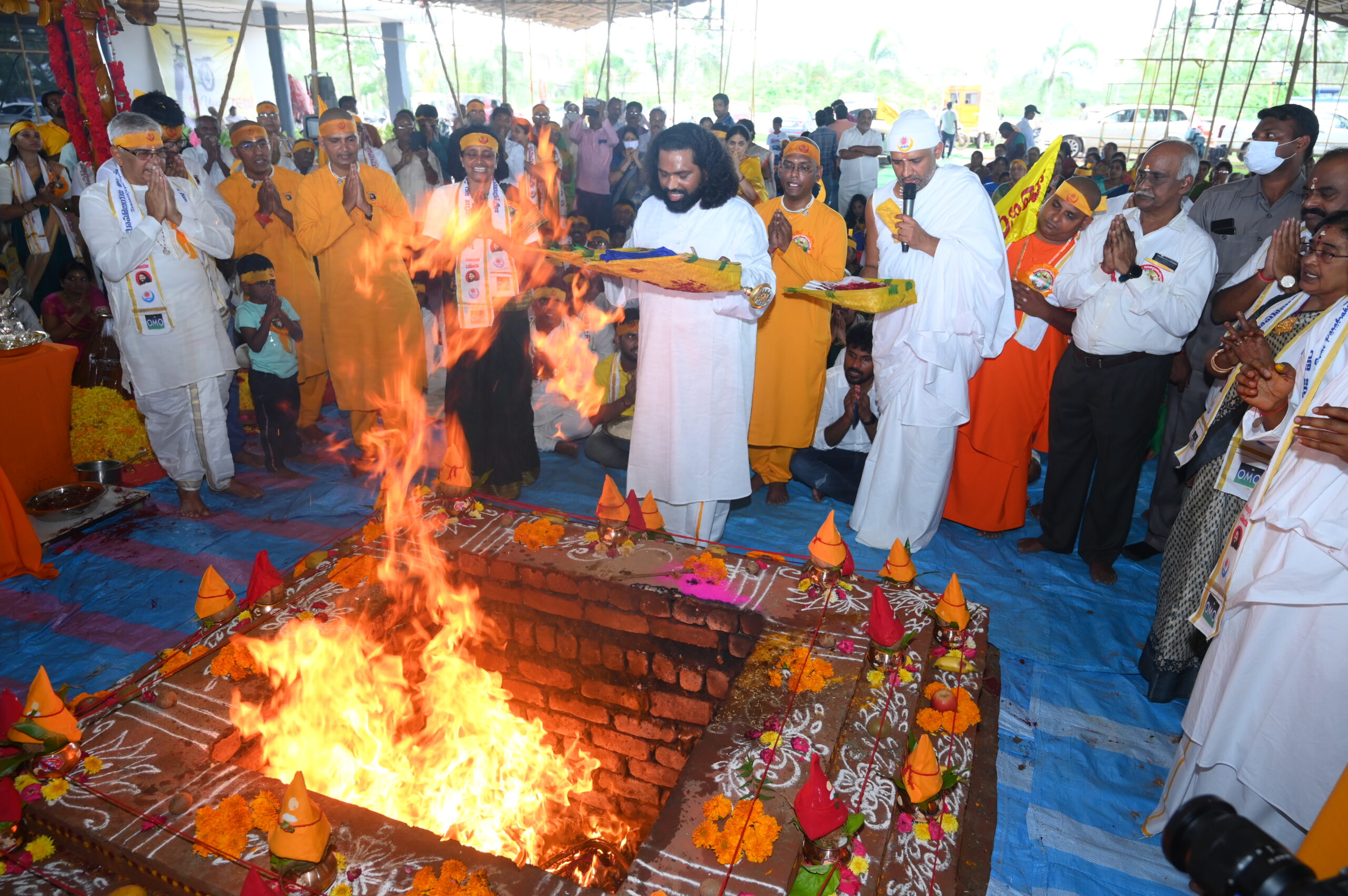 aumaujaya guru pournami - Yagna poornahuthi at kaikalur 2022