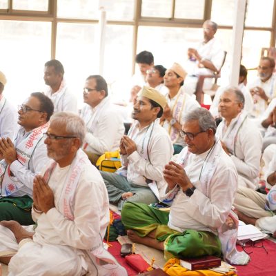 devotees doing meditation. - ADCY May 2024.